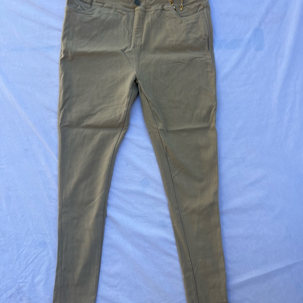 Bae City Womens Tan Pants False‎ Zippers Size  2X Jeggings
